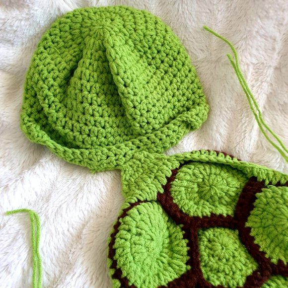 Newborn Photography Props Turtle Design Knitted Beanie Hat Accessories - Picture 8 of 8